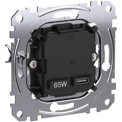 A USB-C socket insert with 65W power, mounted on a metal frame. This is integrated into wall systems.