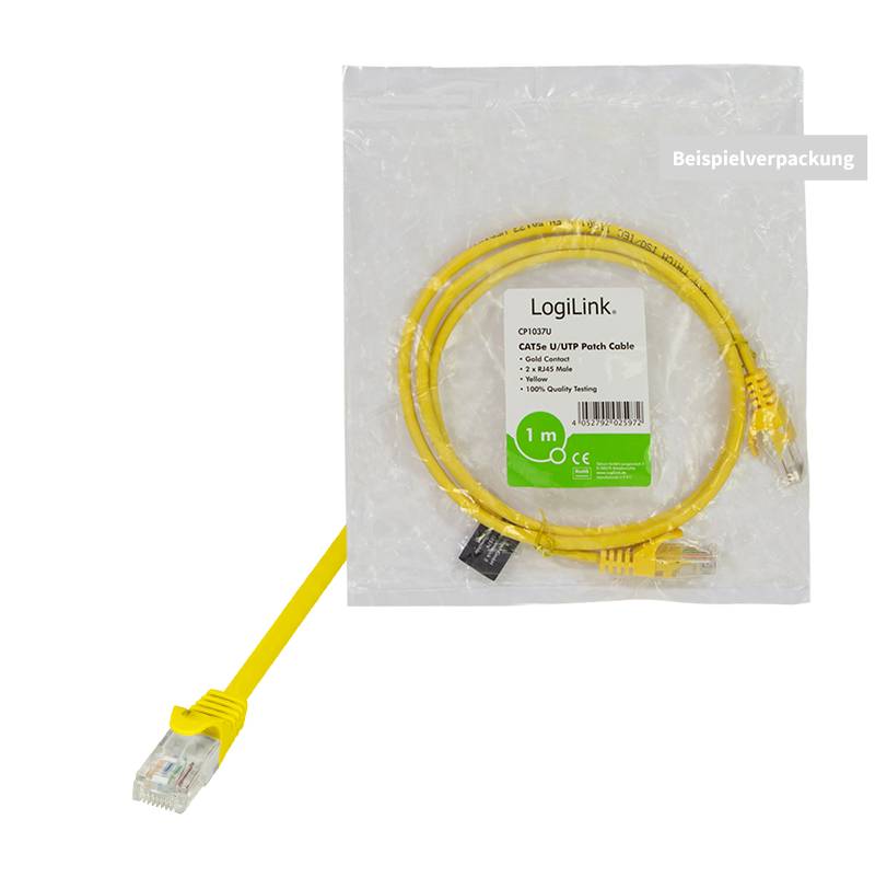 LogiLink CP1017U RJ45 Network cable, patch cable CAT 5e U/UTP 0.25 m Yellow incl. detent 1 pc(s)-3