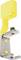 A yellow cable clip with a metal base. The clip has a curved shape to secure cables and is suitable for mounting.