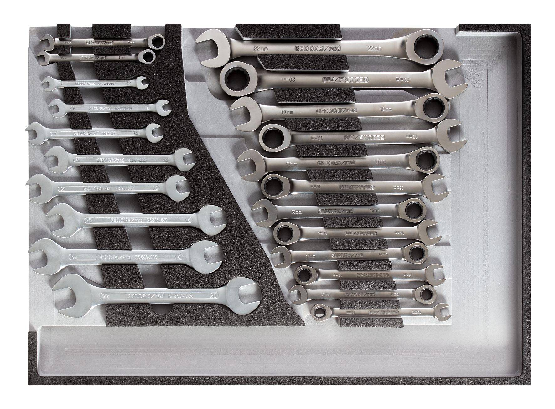 Gedore 3301687 R22350006 Ratcheting crowfoot wrench set