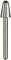 Metal milling cutter with a cylindrical shaft and conical head, used for precise material processing and engraving work.
