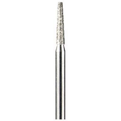 A cylindrical metal component with a conical tip and toothed surface, potentially a drill or milling tool, against a white background.