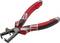 Red wire strippers with grey and black details. Suitable for stripping cables of varying thicknesses.