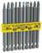 Set of 10 different screwdriver bits with yellow holder, including PZD, PH and TX types, sizes 1 to 3, 15 to 20.