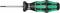 Screwdriver with green and black handle and grey blade, marked with the brand name 'Wera'.
