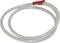 Transparent plastic tube with a red tip, coiled. Suitable for liquid transfer.
