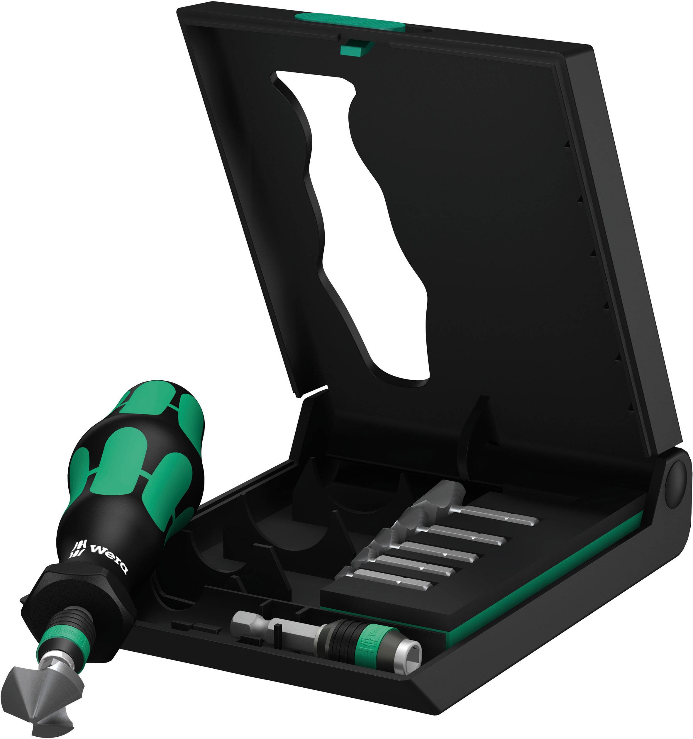 Screwdriver set with ergonomic handle, multiple bits and storage case. Ideal for versatile repair work.