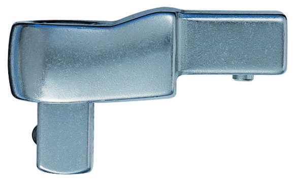 A silver metal component with a short, cylindrical end and a longer, rectangular end, possibly a connecting element.