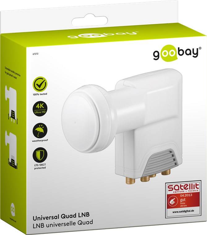 Goobay Goobay 67272 Universal Quad LNB 4x Teilnehmer 8K SAT LNB digital SAT Verteiler Quad LNB No. of participants: 4 LN-5