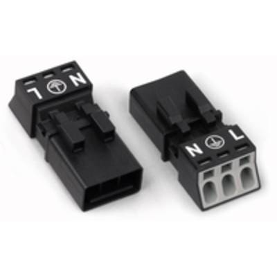 WAGO 890-213 Mains connector WINSTA MINI Plug, straight Total number of pins: 2 + PE 16 A Black 1 pc(s) 
