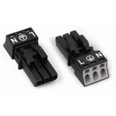 WAGO 890-203 Mains connector WINSTA MINI Socket, straight Total number of pins: 2 + PE 16 A Black 1 pc(s) 