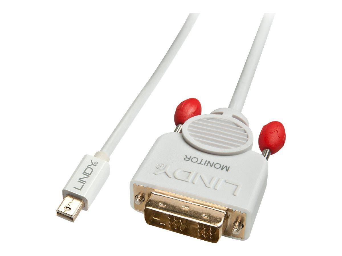 LINDY Mini DisplayPort / DVI Adapter cable Mini DisplayPort plug, DVI-D 18+1-pin plug 2.00 m White 41957 DisplayPort cab-1