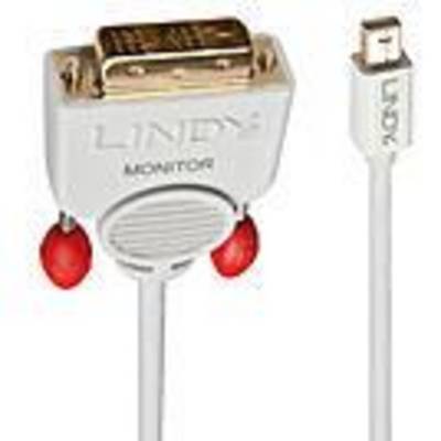 LINDY Mini DisplayPort / DVI Adapter cable Mini DisplayPort plug, DVI-D 18+1-pin plug 2.00 m White 41957 DisplayPort cab-3