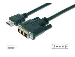Digitus HDMI / DVI Adapter cable HDMI-A plug, DVI-D 18+1-pin plug 10.00 m Black AK-330300-100-S screwable HDMI cable-2
