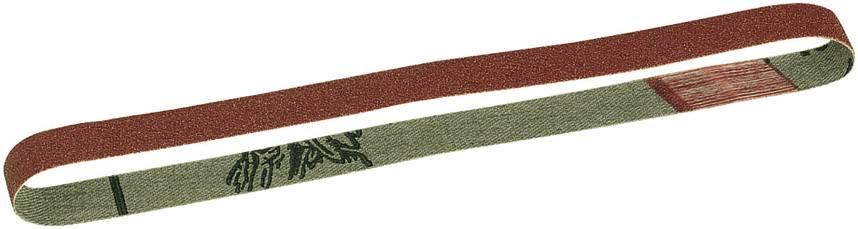 A flat, elongated rubber band with red and green sections, adorned with a dark design.