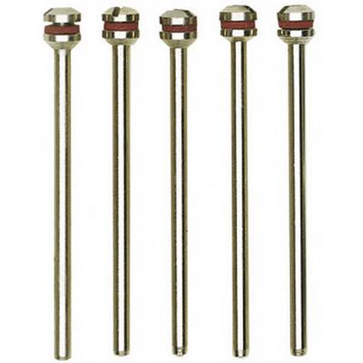 Five similar vertical metal pins with round heads and red rings.
