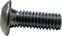 A single metal flat-head screw with thread, lying on a white background.