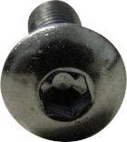 Metal screw with hexagonal head, viewed from above.