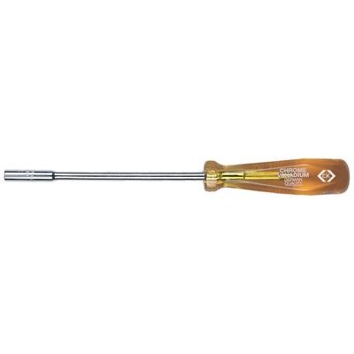 Screwdriver with a transparent, amber-coloured handle and chrome-plated shaft, marked with 'Chrome Vanadium'.