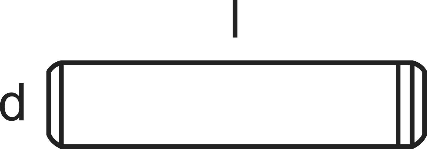 A horizontal cylinder with labelled diameter 'd' and length 'l'.