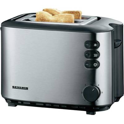 Image of Severin AT 2514 Toaster with built-in home baking attachment Stainless steel (brushed), Black