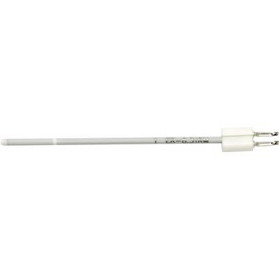 A long, slender, grey sensor with two metal connectors, likely a temperature or humidity sensor, on a white background.