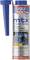 'Dose of Liqui Moly Carburettor Cleaner with blue lid; text emphasises engine performance enhancement and fuel saving.'