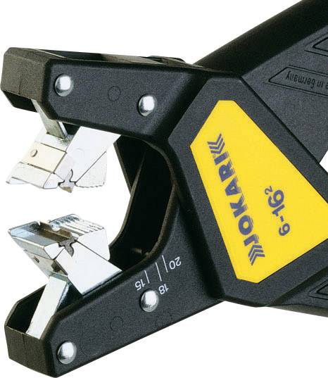 Hole punch with black and yellow casing, suitable for sheets from 6 to 16 square millimetres, brand visible on yellow section.