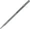 Metallic mechanical pencil with non-slip grip zone and clip, lying on a white background.
