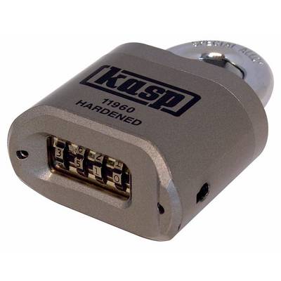Castle or padlock with numerical code, brand and model number visible. Silver, robust design demonstrates secure storage or protection.