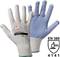 Work gloves with blue-dotted palm and back of hand. Print shows 'EN 388 4141', 'Noppi CE' and 'Type 1145 Size 10'.