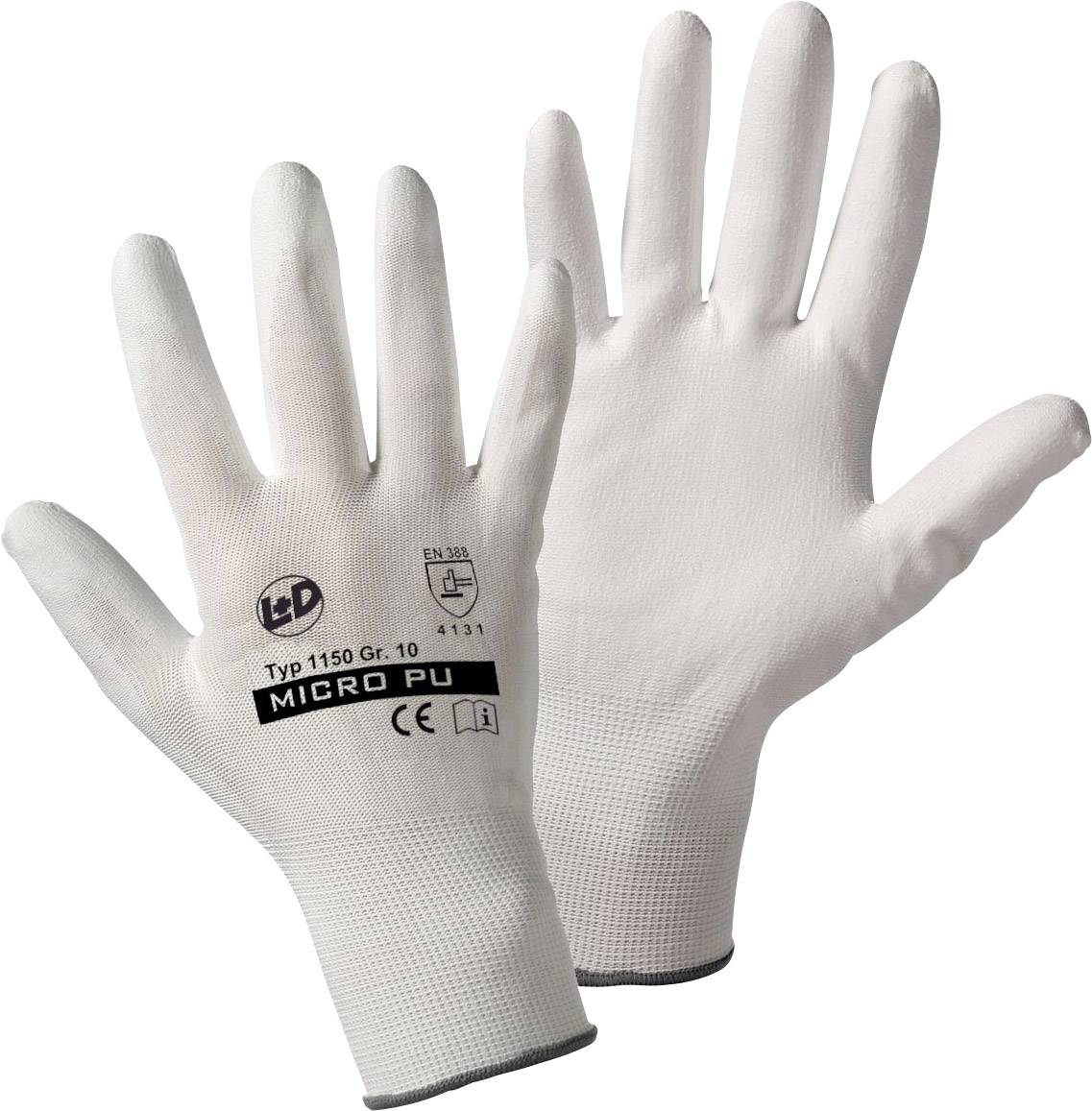 L+D Micro-PU knitted 1150-10 Nylon Protective glove Size (gloves): 10, XL CAT II 1 Pair