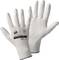 Two white microfibre work gloves, one showing the palm, the other the back of the hand with the print 'Type 1150 Size 10 MICRO PU'.