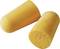 Two orange foam earplugs lie on a white background. They are cylindrical with rounded edges.
