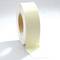 A roll of white adhesive tape with a loose end, lying on a light surface.