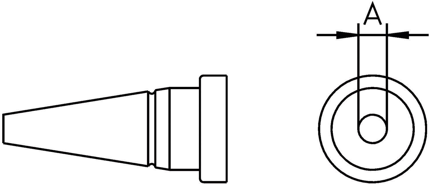 Drawing of a conical component from the side and from above, with marking of diameter 'A'.