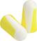 Yellow and white foam earplugs that provide noise protection.