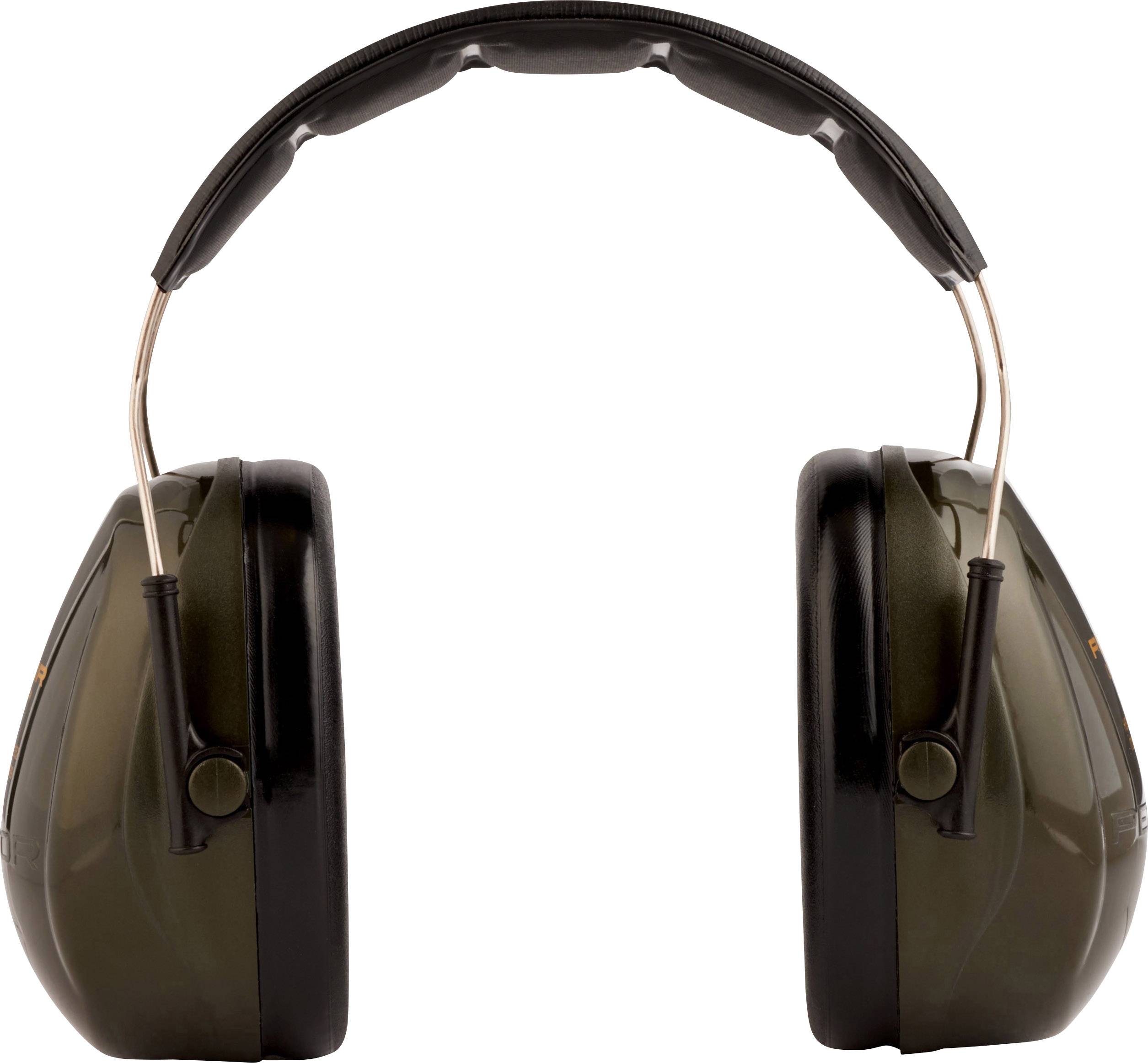 Noise-cancelling headphones with black and green design, suitable for protecting against loud noises in industrial or noisy environments.