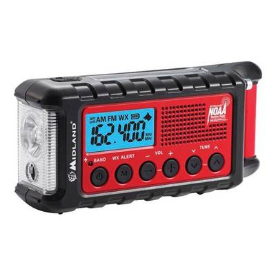 Midland C1173 Outdoor radio FM Emergency radio Torch, rechargeable, Crank, Solar panel Black, Red-1