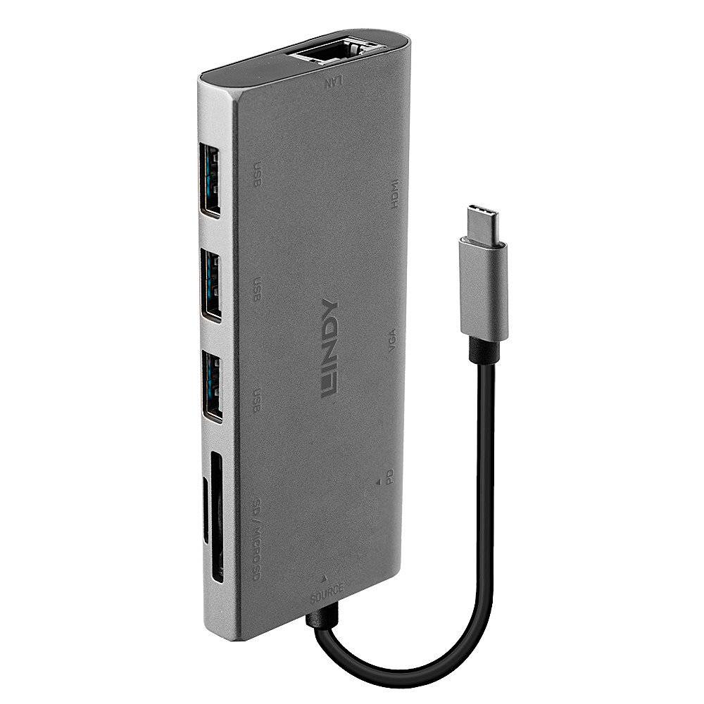 LINDY 43278 USB-C® Converter [1x USB-C® plug - 3x USB 3.2 1st Gen port A (USB 3.0), VGA socket, HDMI socket, RJ45 socket-4