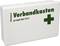 'First aid kit DIN 13157' in green text on white box.