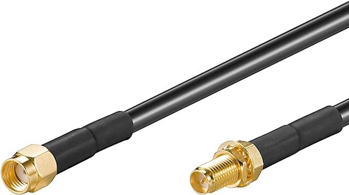 Goobay Antennas Cable extension [1x RP-SMA plug - 1x RP-SMA socket] 1 m Black Shielded, Round, PVC coating-0