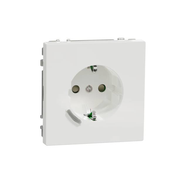 White electrical socket on a white background.