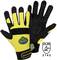 Two work gloves in yellow and black with the inscription 'Anti-Shock'. Certification symbol 'EN 388 2142' underneath.