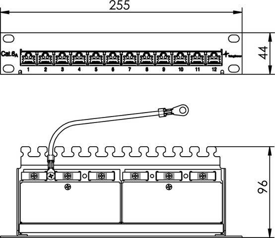 Telegärtner 100007002 12 ports 254 mm (10") CAT 6A 1 U Grey-2