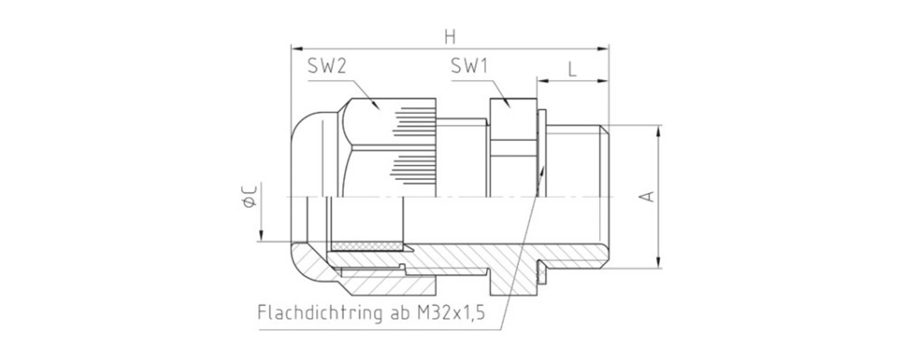 Jacob 50.632 PA7035 Cable gland with strain relief M32 Polyamide Grey-white (RAL 7035) 1 pc(s)-3