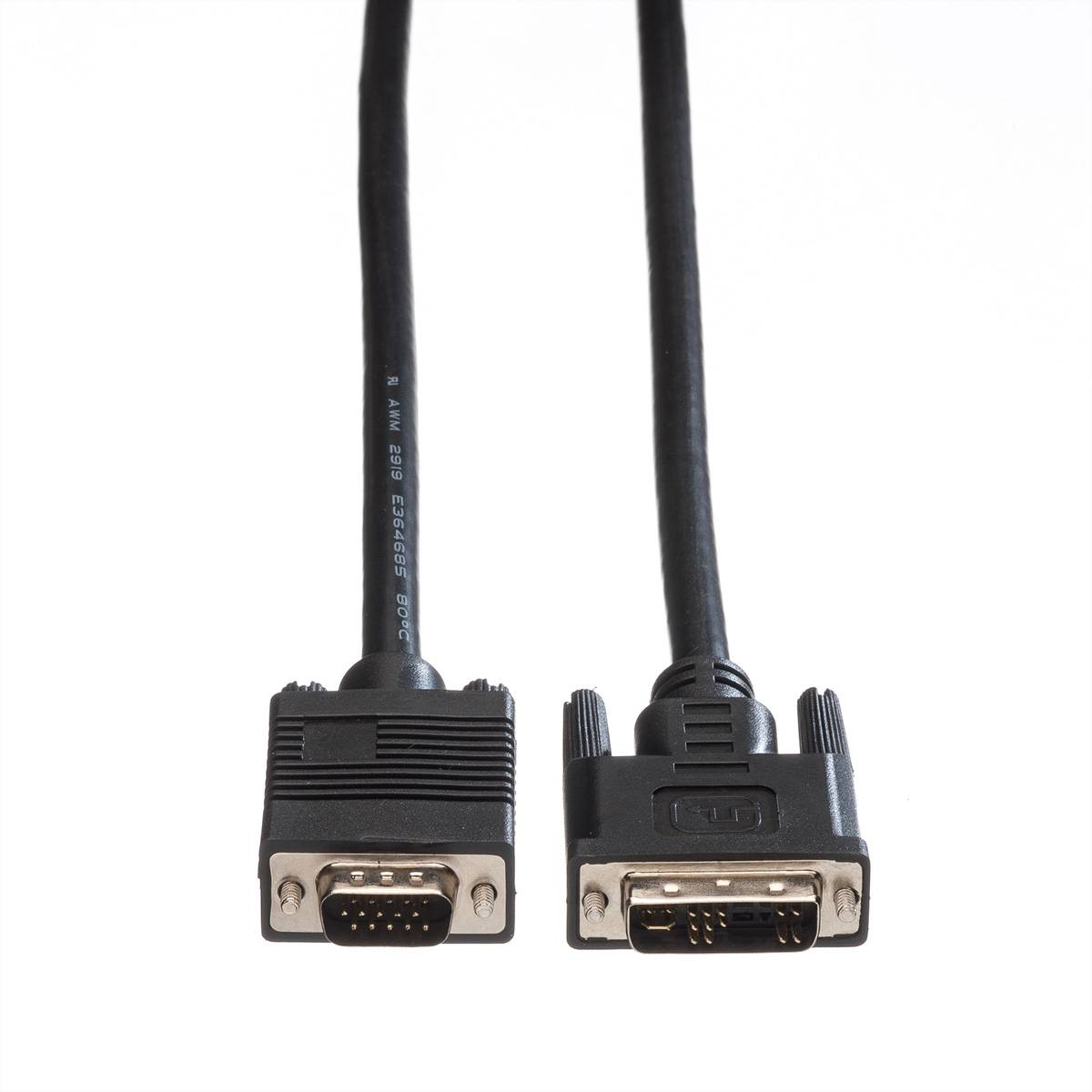 Roline VGA / DVI Cable VGA 15pin plug, DVIA 12+5pin plug 5.00 m