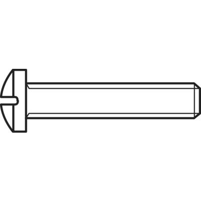 Black and white drawing of a cross-head screw with thread.