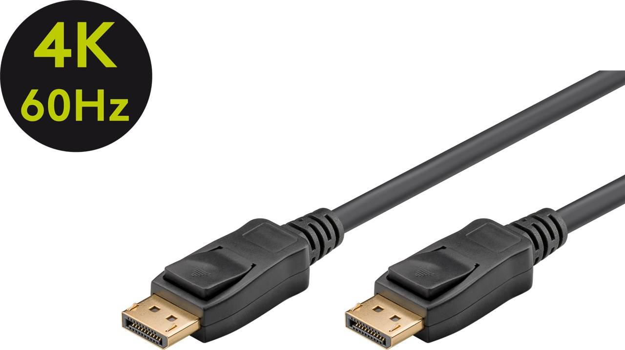 Goobay DisplayPort Connection cable DisplayPort plug 3.00 m Black 65924 gold plated connectors, lockable DisplayPort cab-1