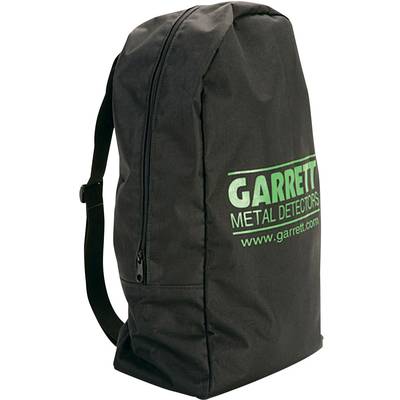 Black rucksack with the 'Garrett Metal Detectors' logo and a website URL printed on it.